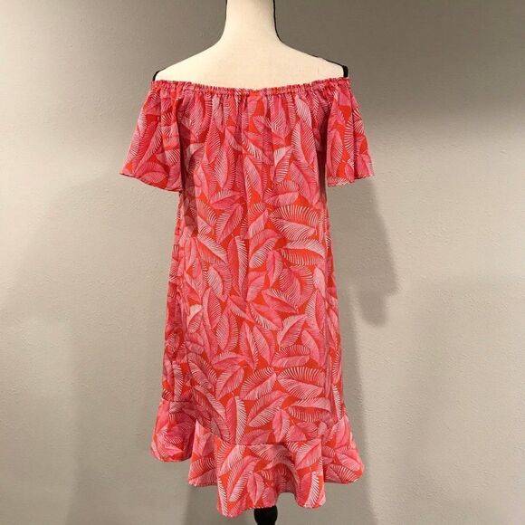 Open shoulder leaf print dress - Picture 5 of 9